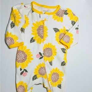3m carters sunflower  babygirl zip up bodysuit